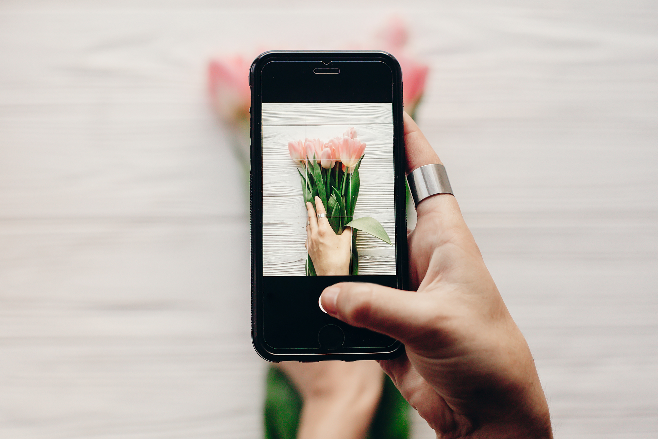 Instagram Photographer, Blogging Workshop Concept. Hand Holding